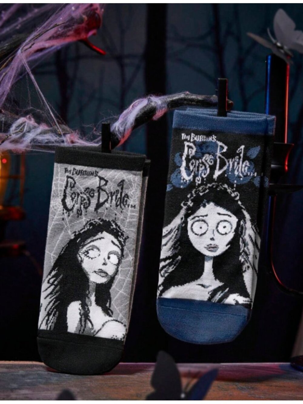 Corpse Bride Women’s Ankle Socks – 2 Pair Set, Cute Cartoon Wedding Lover Design